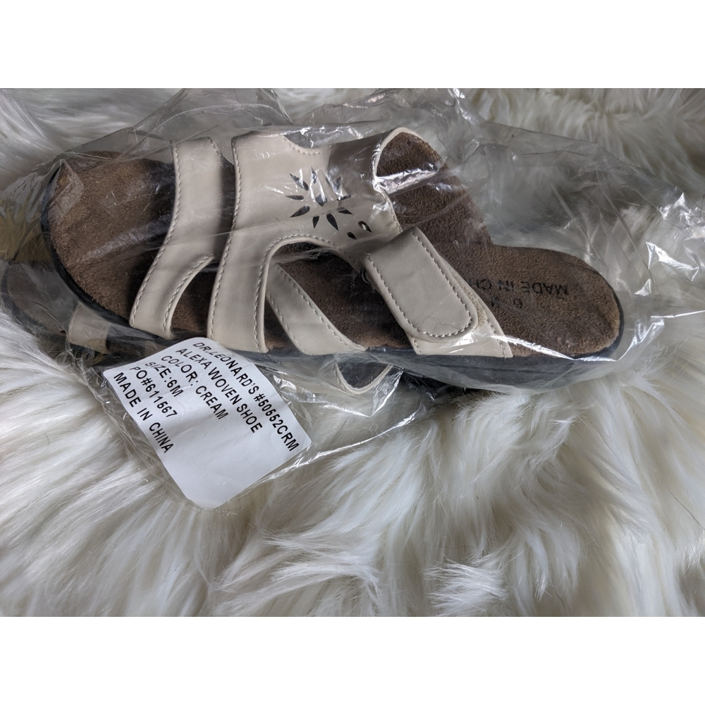 Dr Leonards Alexa woven shoe cream color  sandals